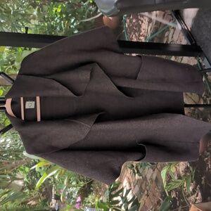 Elegant Women's Dark Brown Open Front Sweater Coat/Shawl